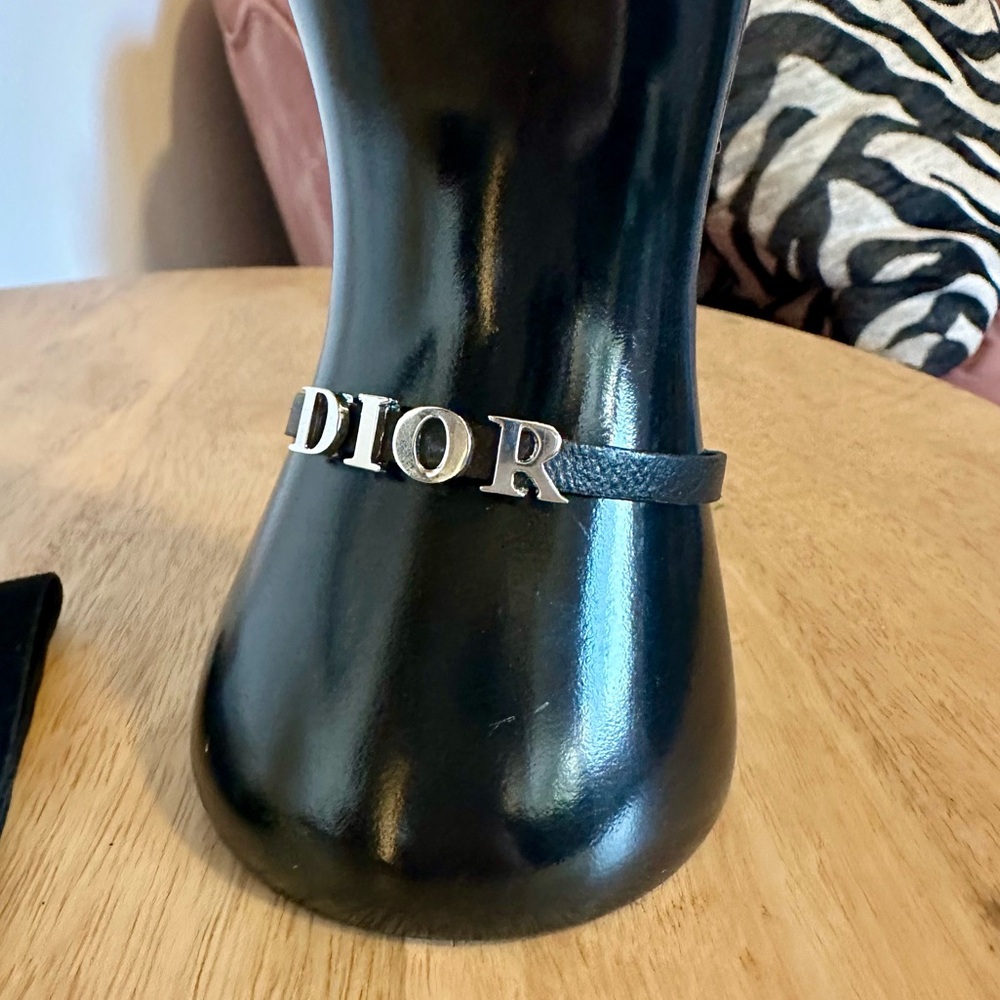 Dior Black Leather Wrap Bracelet - Picture 5 of 11